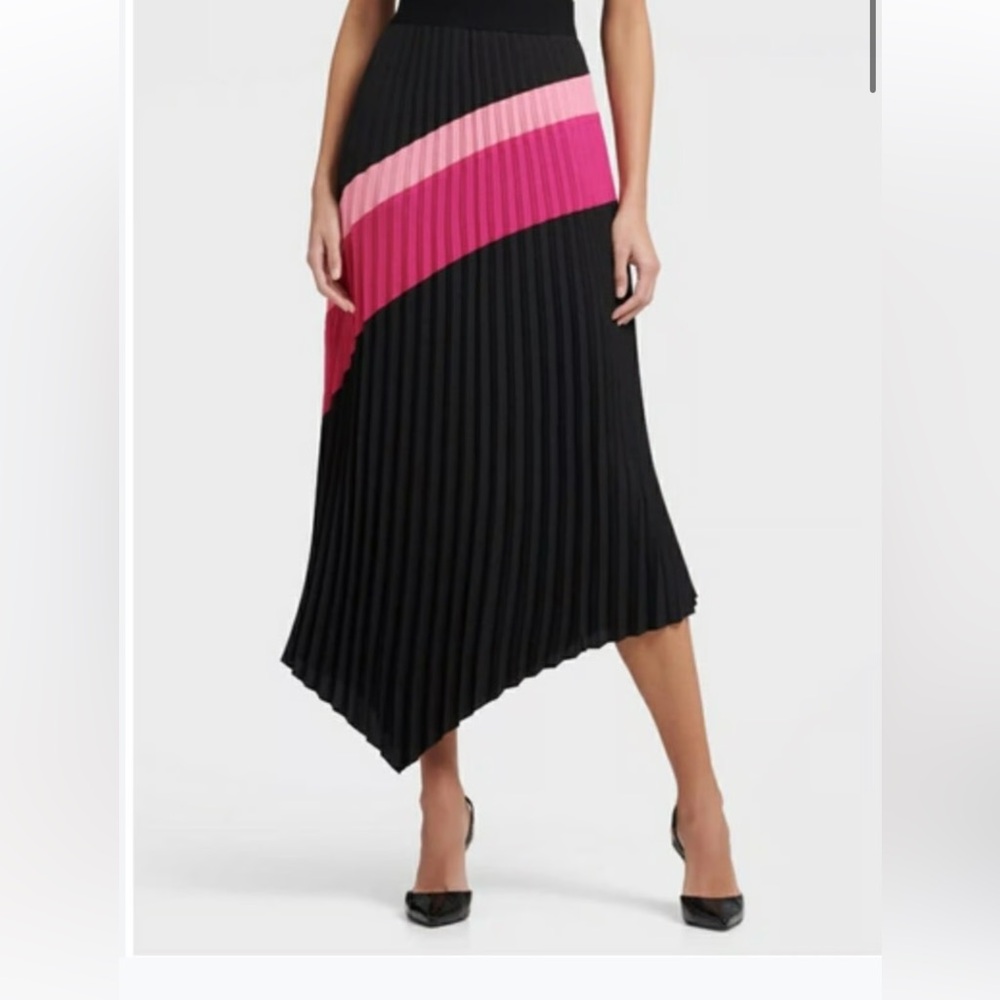 DKNY Black and Pink Asymmetrical Skirt